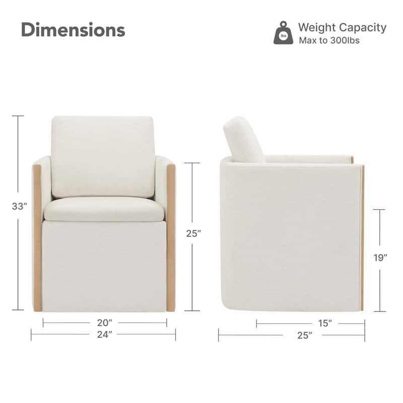 Spruce & Spring Modern Chenille Dining Chair with Casters, Wood Inlay & Hidden Storage