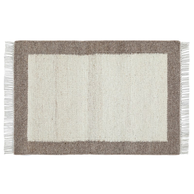 Terra by Obeetee Nu Maison Soft Border Rug - Straw Stripe - 2' x 3'