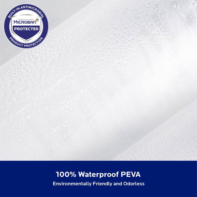 Kenney Microban Protected Medium Weight PEVA Shower Liner, 70" W x 72" H, 2-Pack