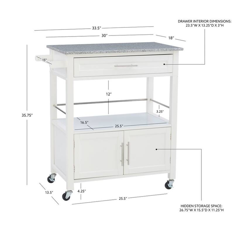 Barbara Rolling Mobile Kitchen Cart with Granite Top