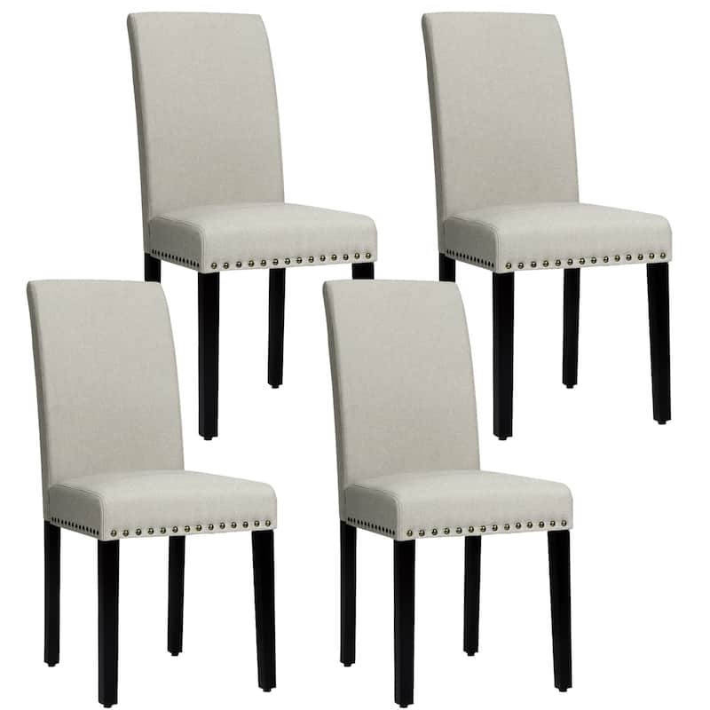 Costway Set of 4 Fabric Dining Chairs w/Nailhead Trim - See Description - Slategray