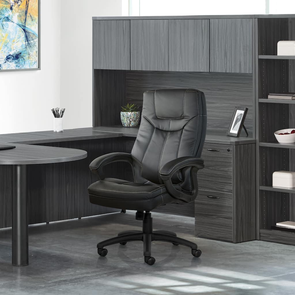 Executive Faux Leather High-Back Office Chair with Contrast Stitching