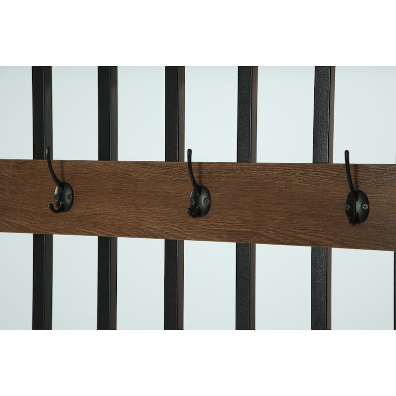 71" Wall Room Divider with Shelves & Coat Hooks