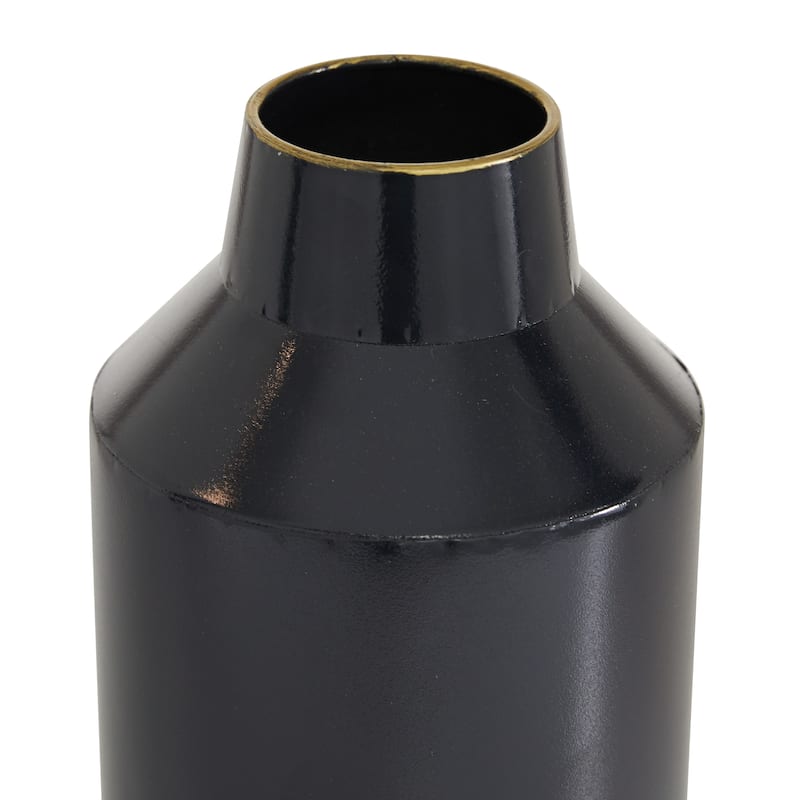 Metal Vase - Set of 2 Black - Roche River Decor - 6"W x 6"L x 12"H