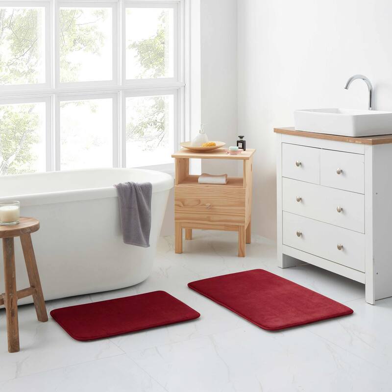 Sweet Home Collection Memory Foam 2 Piece No Slip Back Bath Mat Rug Sets