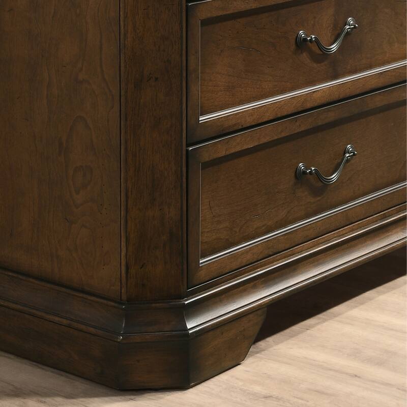 Traditional 3-Drawer Wood Nightstand Rustic Walnut Storage Cabinet for Bedroom Living Room
