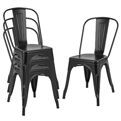 Gymax 18'' Metal Dining Chair High Back Bar Stools Set of 4 w/ - See Details
