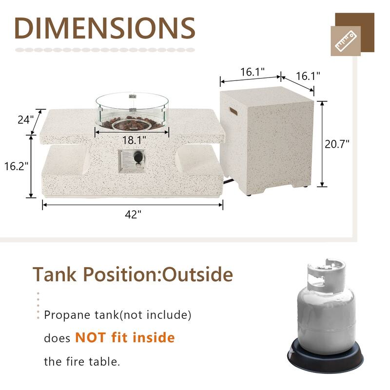 COSIEST Outdoor 42-inch Rectangular Propane Fire Pit Table