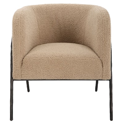 Barrel Back Accent Armchair - 28.5" - Tan Brown and Bronze