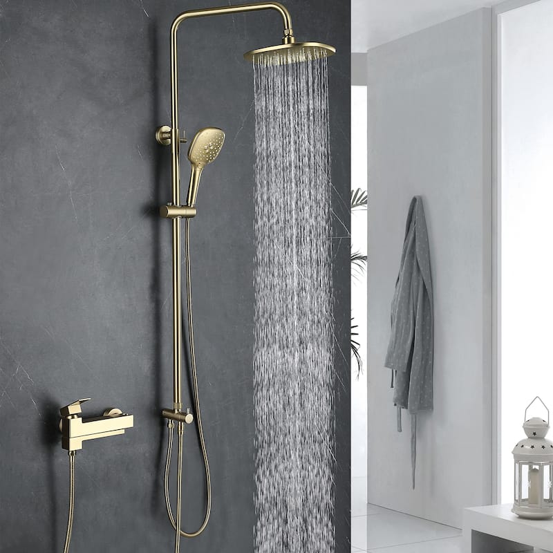 Wall Mounted 3-Function Rainfall Shower System With Tub Spout And Rough-In Valve
