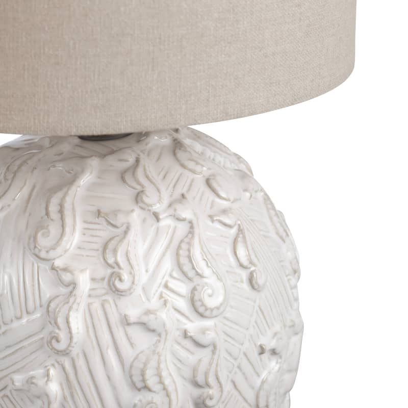 White Ceramic Seahorse Table Lamp - 9" x 9" x 16"