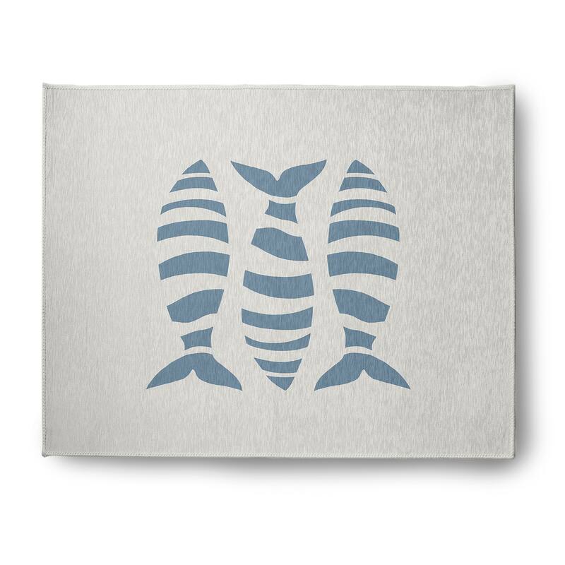 Puzzle Fish Nautical Indoor/Outdoor Rug - Dusty Smoke - 8' x 10'