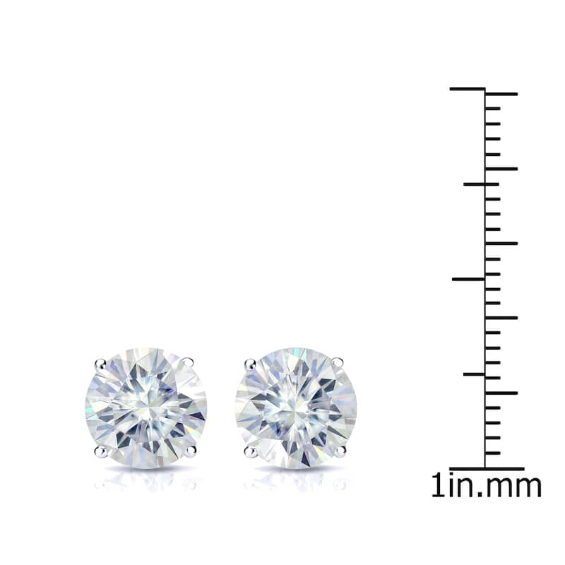 Auriya 4ctw Round Moissanite Stud Earrings 14k Gold 4-Prong Basket - 8.2 mm