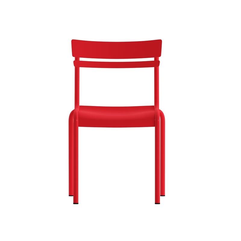 2PK Modern Commercial Grade 2 Slat Indoor/Outdoor Steel Dining Chair