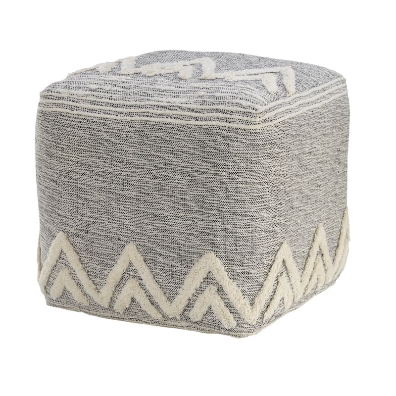 HomeRoots 16" Gray Polyester Ottoman