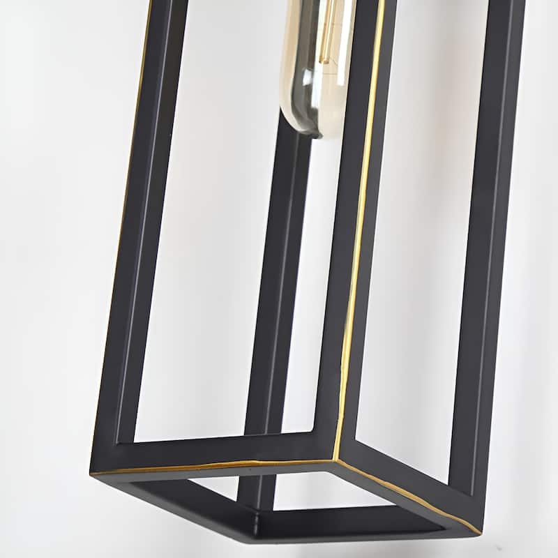 2 Bulb Metal Frame Wall Scones, Square Symmetrical Structured Rectangular Vanity Wall Light (Set of 1)