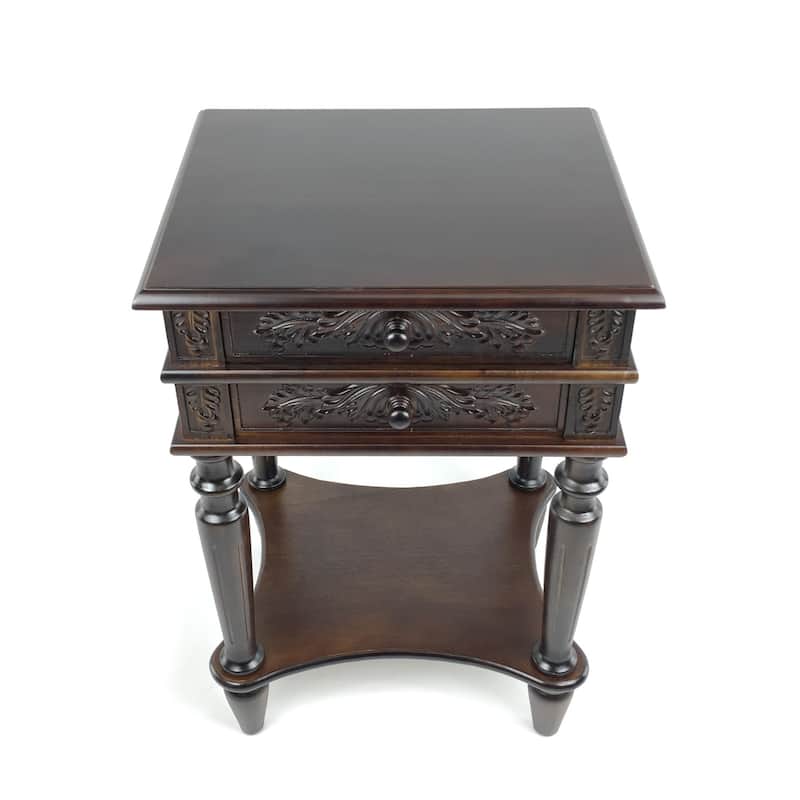 16 in. Brown Rectangle Wood End Table with Storage Drawer for Convenience