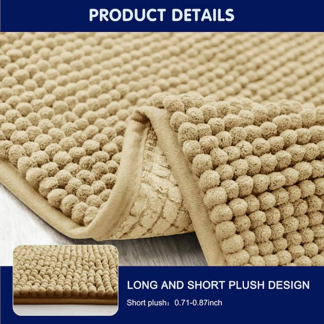 Subrtex Chenille Soft Rugs Super Water Absorbing Shower Mats