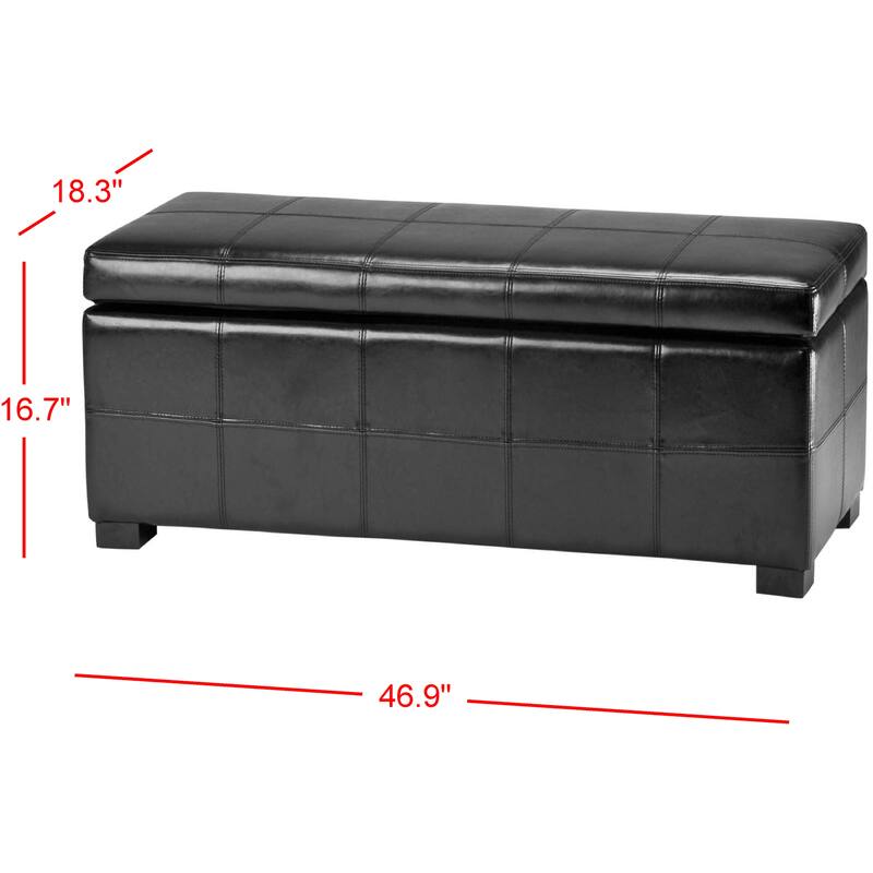 SAFAVIEH Kerrie Brown Bicast Leather/Wood Storage Bench - 46.9" x 18.3" x 16.7" - 47Wx18Dx17H