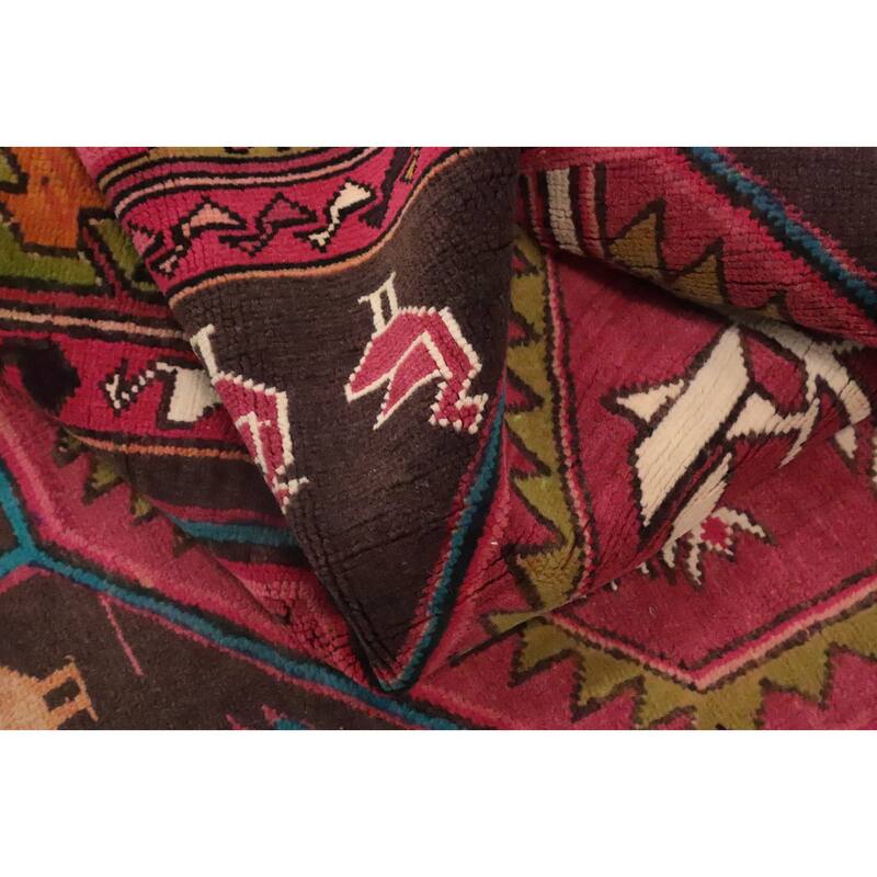 Hand Knotted Oriental 100% Wool Carpet Traditional Tribal Pink Ardebil Runner Rug - 10' 4'' X 3' 11''