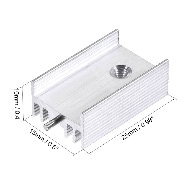 25x15x10mm TO-220 Aluminum Heatsink for MOSFET Transistor Diode with a Pin 20pcs - Silver Tone - Silver Tone