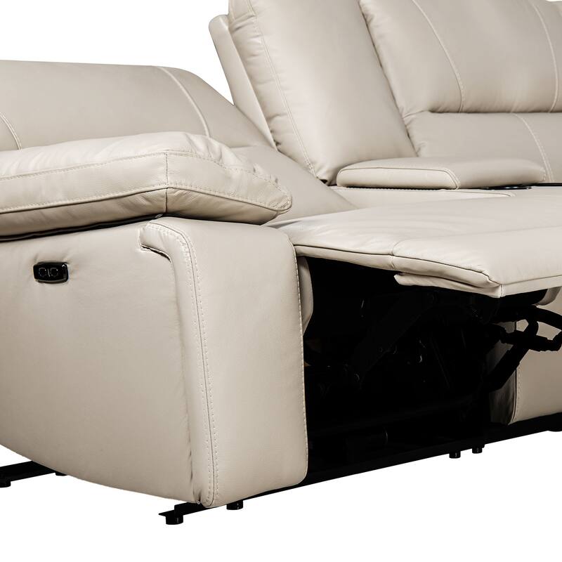 Malibu 130" 6-Piece Leather & Faux Leather Power Reclining Sectional