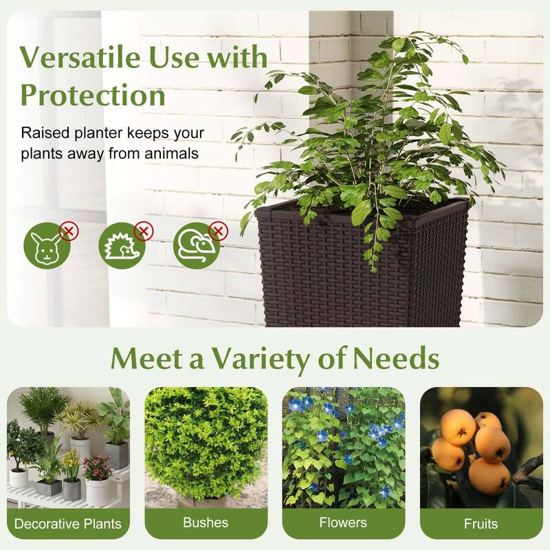 Costway 23" Tall Planters Set of 2 Rattan Wicker Plant Pot - See Details