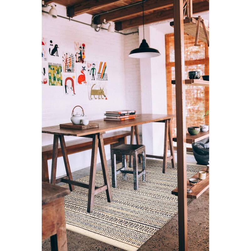 ECARPETGALLERY Flat-Weave Nevada Cream Kilim - 5'3 x 7'6