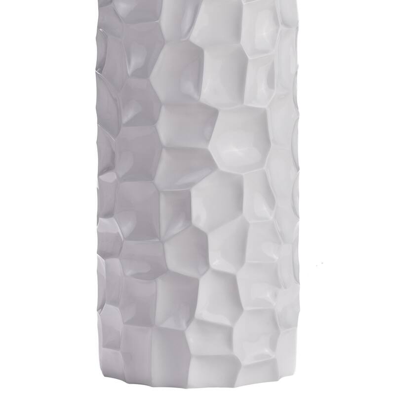 Textured Honeycomb White Resin Vase - N/A