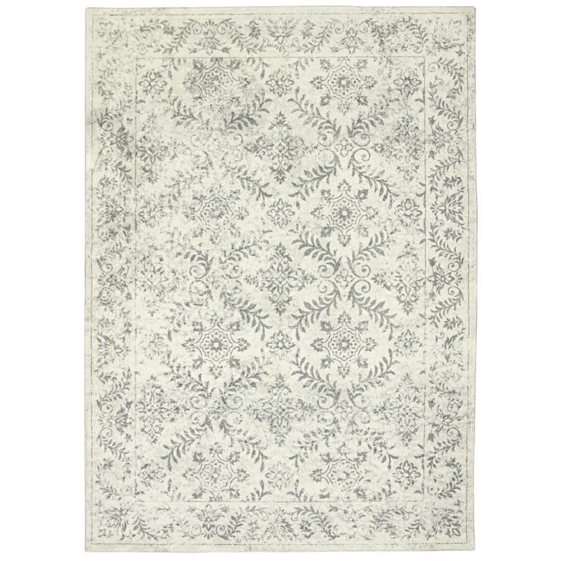 Domani Comfort French Country Trellis Faux Fur Area Rug - 7'6"x10' - Grey