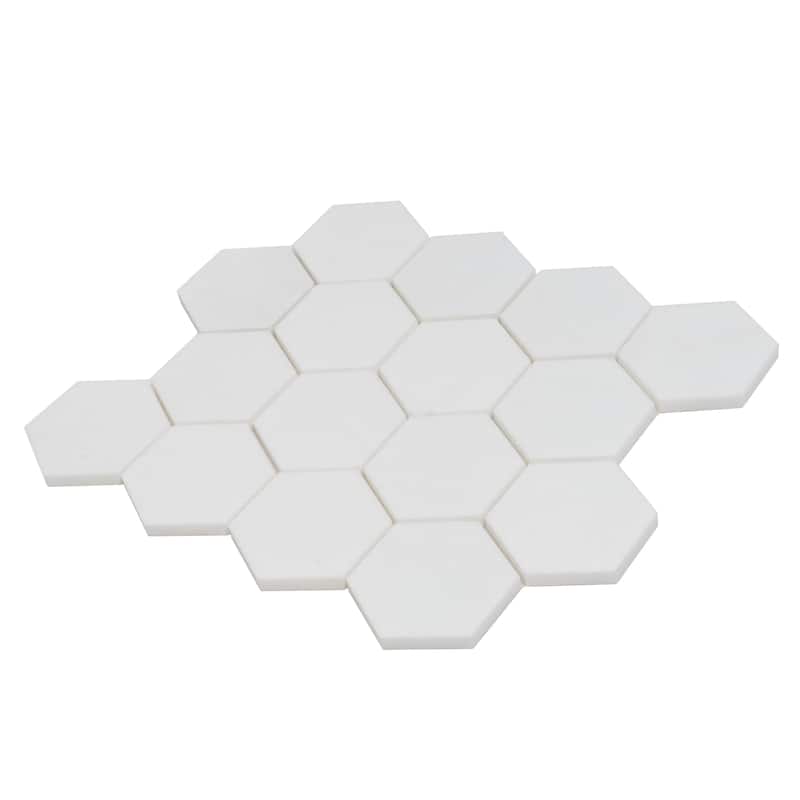 Apollo tile 10 x 12 Nubes Snow White Thassos Honed Marble Tile (4.46 sq ft/case) - 5 Pack