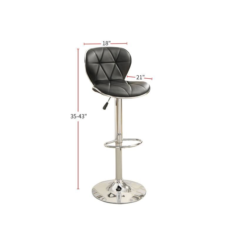 Set Of 2 Adjustable Black Pu Bar Stools