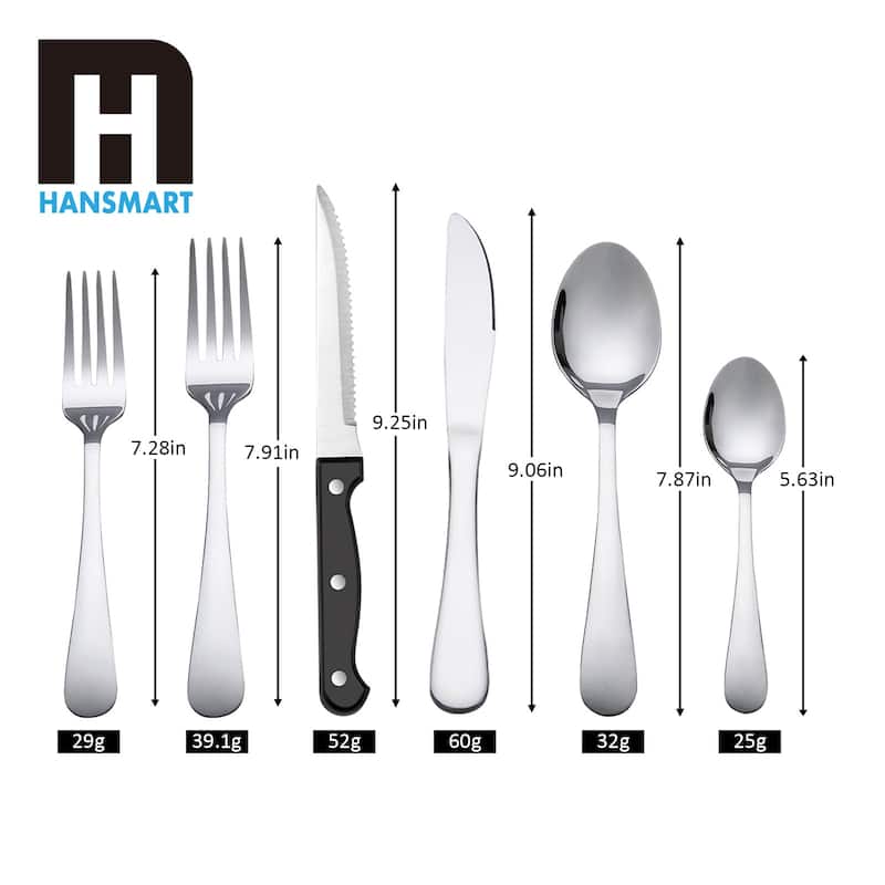 48 Pieces Flatware Set With Steak Knives Stainless Steel Service For 8