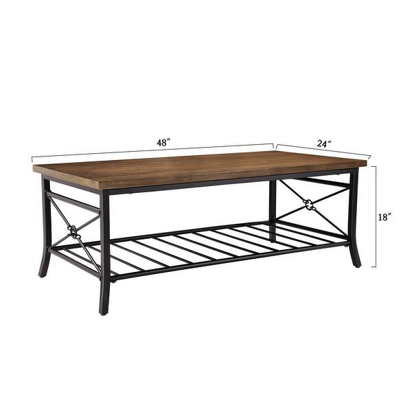 Industrial and Rustic 48-inch Coffee Table Fauxwood Cocktail Reactangle ...