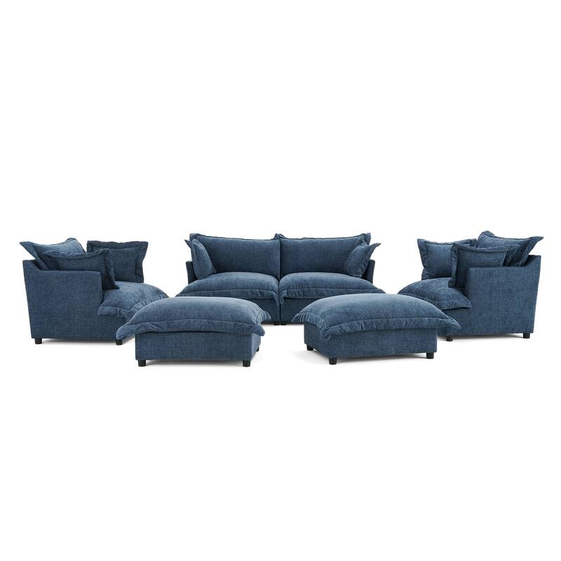 6 Piece Oversized Chenille Comfy Cloud Modular Sectional Sofa Set