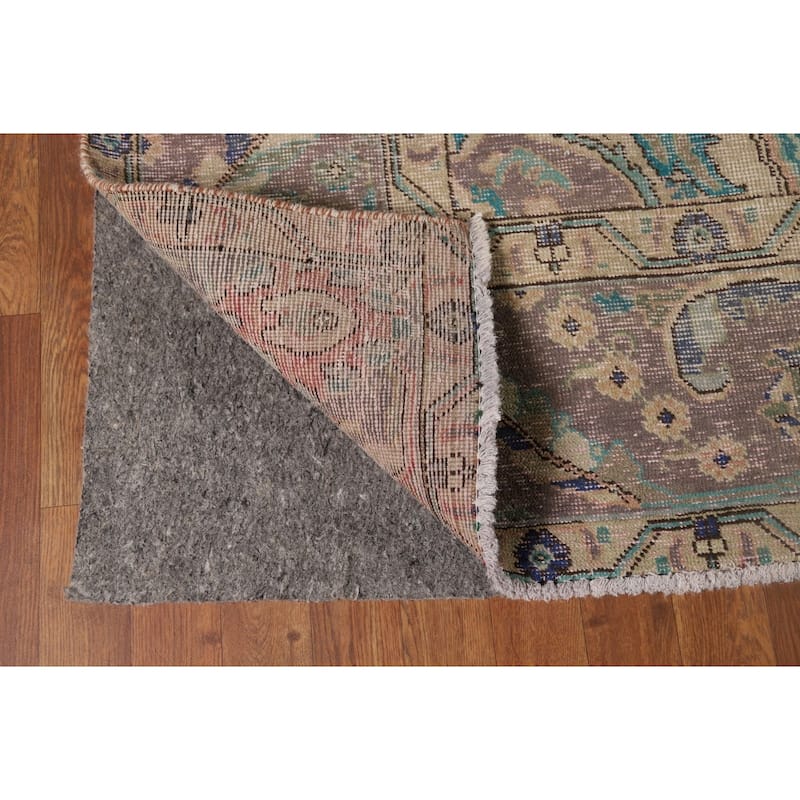 Distressed Tabriz Persian Antique Area Rug Hand-Knotted Wool Carpet - 9'6" x 12'8"
