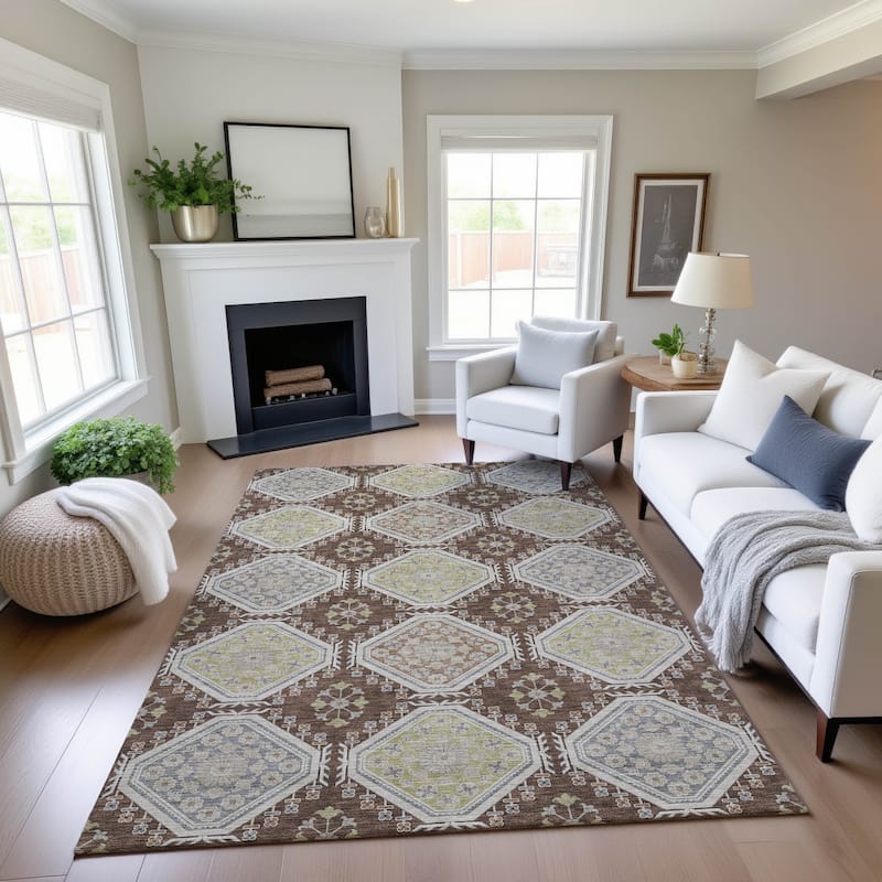 Premium Washable Super Soft Global Modern Mayfield Rug - Chocolate - 8' x 10'