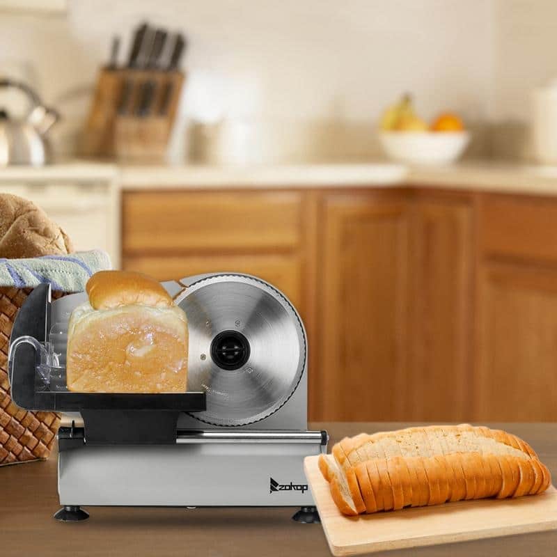 ZOKOP 110V/150W 7.5"Home Semi-automatic Stainless Steel Deli Food Slicer Belt/ Gear Cutter