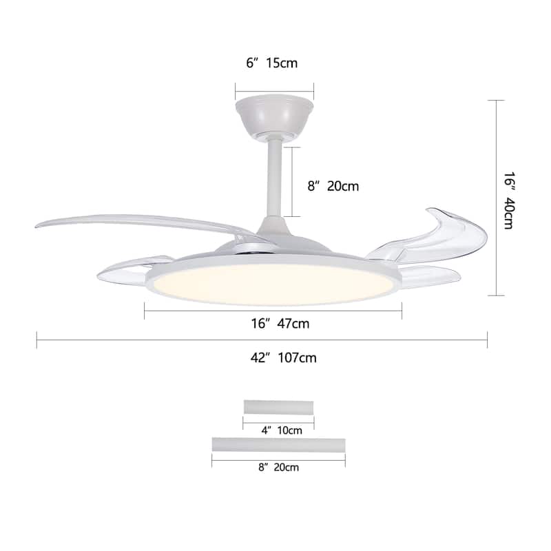 42" Retractable Ceiling Fans with Light