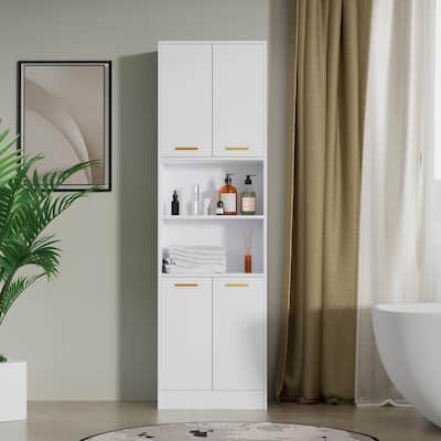 Wood Pantry Cabinet, 75" Freestanding Kitchen Storage Cabinet with Doors and Adjustable Shelves, Storage Cabinet