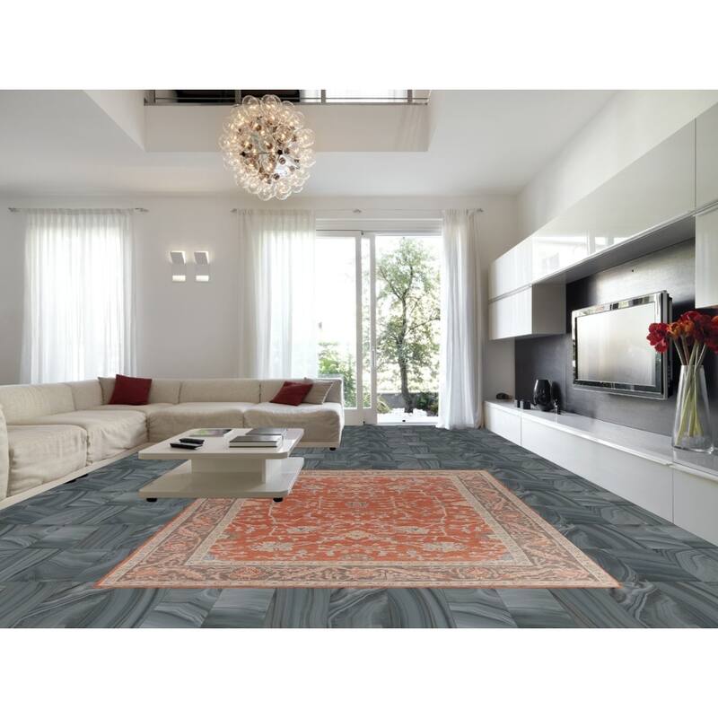 Hand Knotted Oriental 100% Wool Carpet Transitional All-Over Oranges & Rust Oushak Area Rug - 12' 4'' X 9' 3''