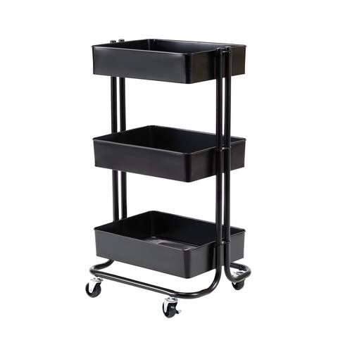 Seville Classics 3-Tier Rolling Steel Storage Bin Utility Cart with Wheels