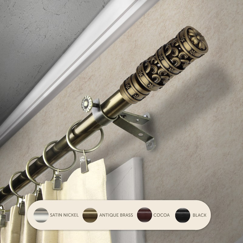 InStyleDesign Carnival Adjustable Curtain Rod - 28 to 48 inches - Antique Brass