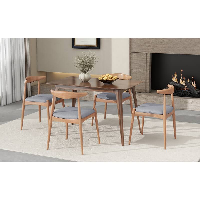 Modern Set of 2 Dining Chairs with Backrest Upholstered Seat, Rubberwood Legs, for Dining Room Living Room and Bedroom