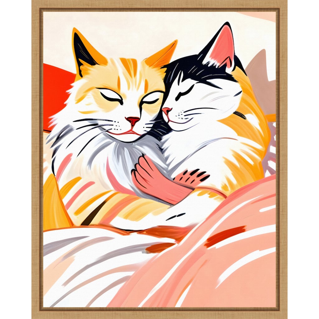 Sleepover Cats by Uma Gokhale Framed Canvas Wall Art