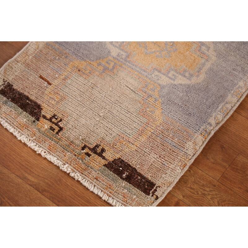 Hand Knotted Oriental 100% Wool Carpet Transitional Geometric Beige & Ivories Anatolian Area Rug - 2' 9'' X 1' 7''