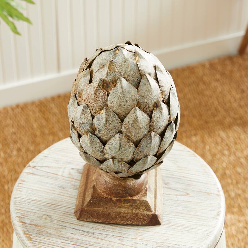 Weathered Metal Artichoke Finial Small