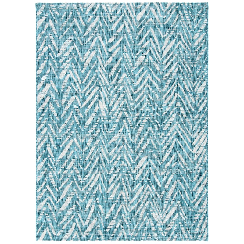 SAFAVIEH Courtyard Thin Indoor/ Outdoor Waterproof Patio Backyard Rug - 2'3" x 5' - Blue/Grey