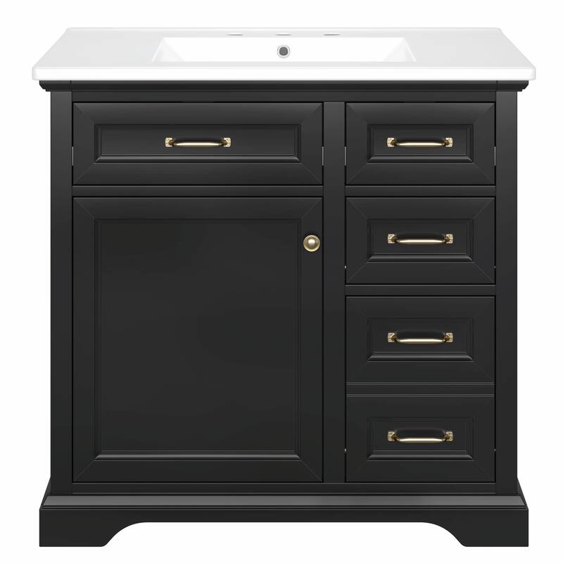 36" Bathroom Vanity with Sink, Tip-out Drawers & Soft-Close Door Hinges