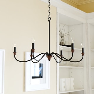 VAXCEL Annabelle 6-Light Farmhouse Candle Chandelier, Adjustable Height Hanging Ceiling Pendant Fixture
